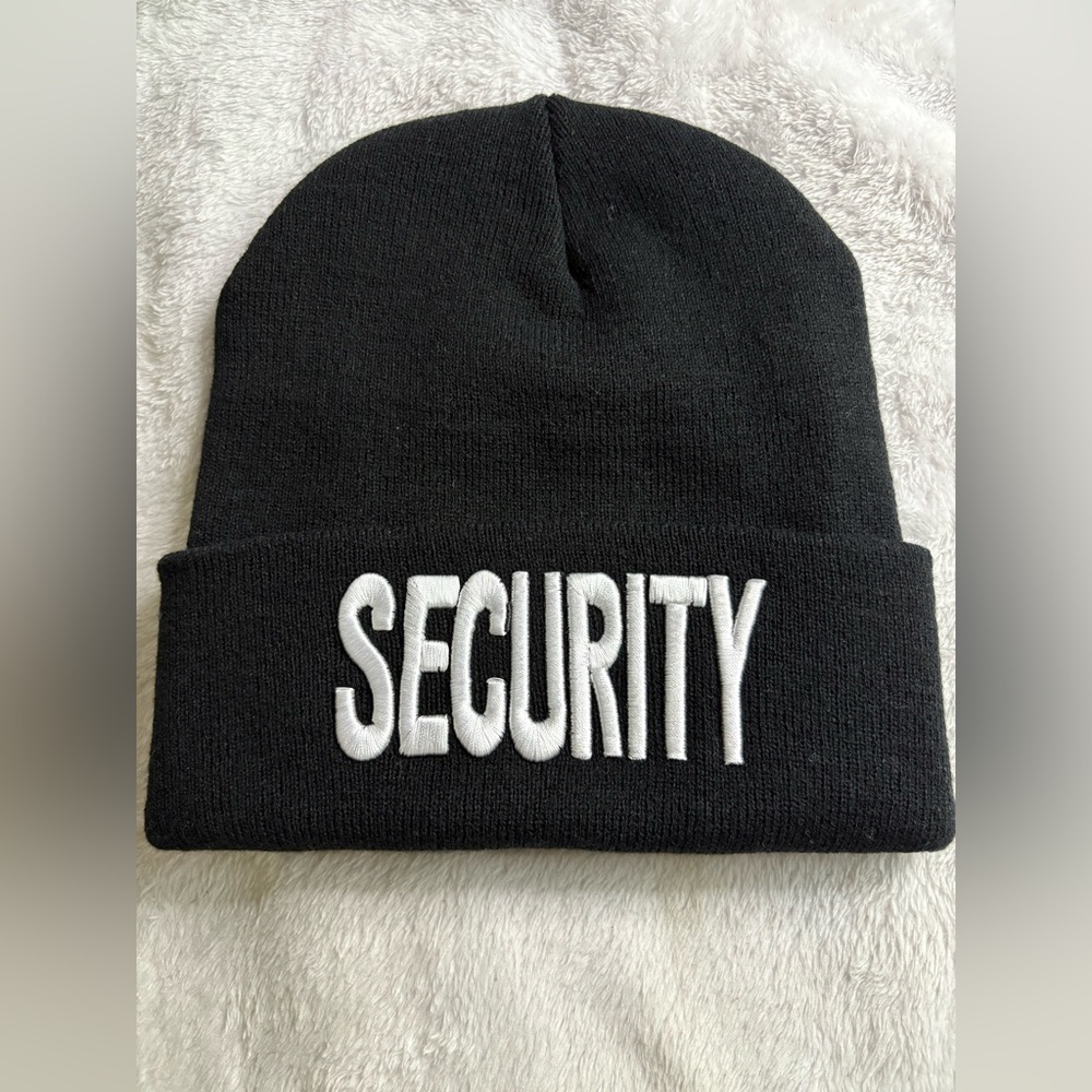 Security Embroidered Embroidery Adult OSFM Knit Beanie Winter Unisex Workwear